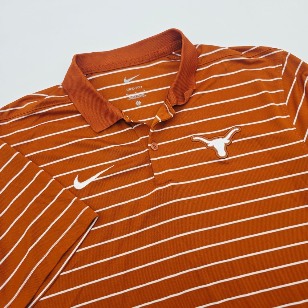 Nike Texas Longhorns Dri-FIT Polo Shirt Mens Medium Burnt Orange White Striped
